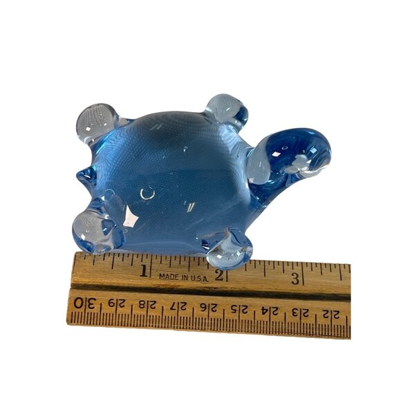 Vintage Blue Blown Art Glass Turtle Paperweight Sculpture - Picture 6 of 7